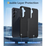 For Samsung Galaxy A35-5G Case: Dual Layer Protective Heavy Duty Cell Phone Cover Shockproof Rugged With Non Slip Textured Back - Protection Bumper Tough - 2024, 6.6 Inch Black