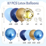 Blue Gold Balloons Garland Arch Kit, Navy Blue Light Blue Metallic Gold Blue Balloon Arch Kit, Macaron Blue Gold Confetti Balloon For Birthday Wedding Graduation Baby Shower Party Decorations
