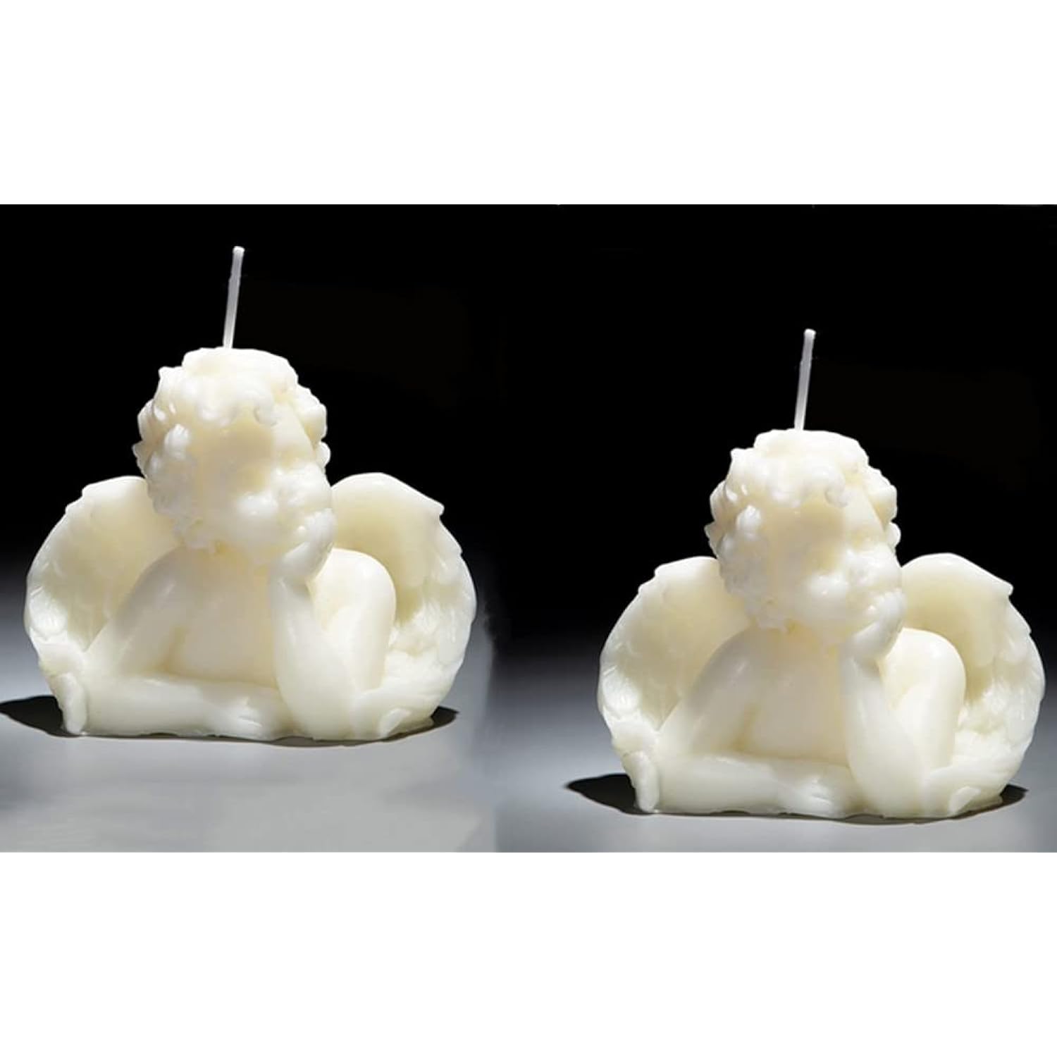 Angel 2 Pack Soy Scented Hand Carved Aesthetic Candles For Home Decor (Milk White)