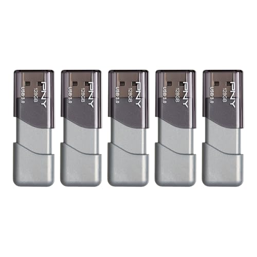 128Gb Turbo Attaché 3 Usb 3.0 Flash Drive 5-Pack Grey, P-Fd128X5Tbop-Mp, 100Mb/S, Light-Weight Durable - Data Storage And Transfer