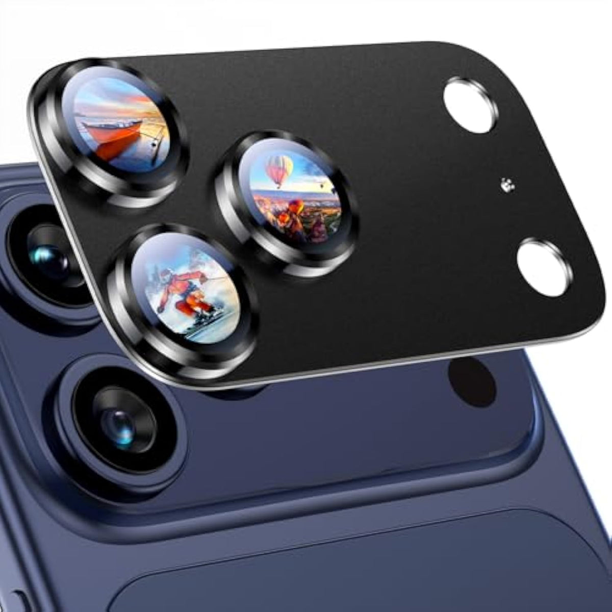 Compatible With Iphone 17 Pro Max Camera Lens Protector - [Not Easy To Break][Strong Adsorption][Case-Friendly] Metal Tempered Glass Rear Camera Screen Cover - Black Titanium