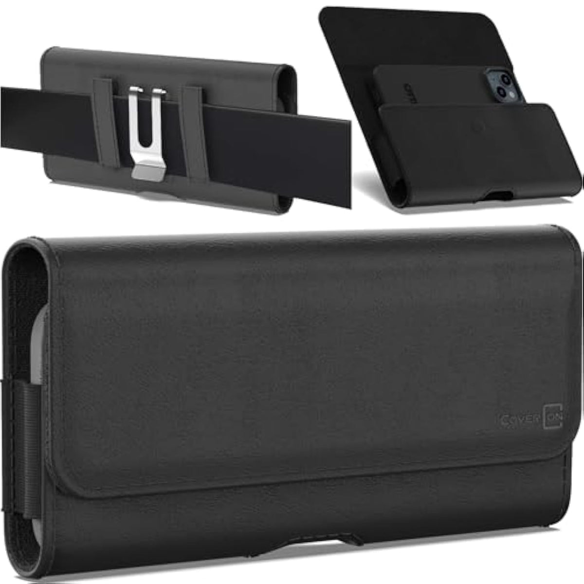Holster For Motorola Moto G Power/G Play/Moto G 5G/ G Pure/Moto One 5G Plus/ G05 G15 E15 G100 Cell Phone Case Belt Clip Magnetic Close Carrying Leather Pouch (Fits With Otterbox Or Case On)