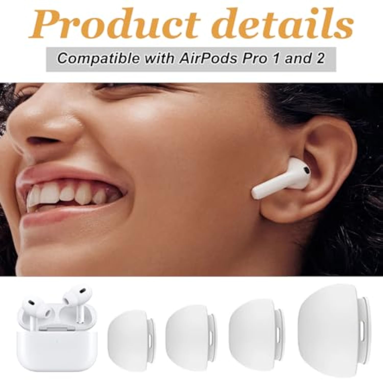 4 Pairs Of Replacement Ear Tips Compatible With Airpods Pro - Comfortable Silicone Ear Tips For Secure Fit, Noise Isolation, Sweat Resistance And Improved Sound Quality