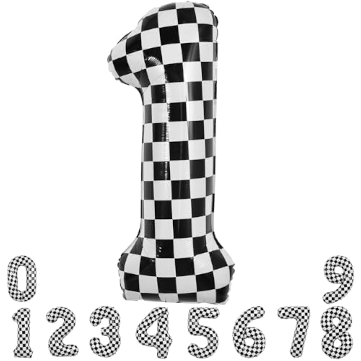 40 Inch Checkered Number 1 Balloon 1St Race Car Birthday Party Supplies Black And White Large Number Balloon For Girls Boys 1St Birthday Fast Race Car Flag Party Decorations