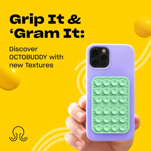 Classic MAX Textures OCTO LUV - Silicone Suction Phone Case Adhesive Mount - Hands-Free Grip with 24 Suction Cups for Videos & Selfies - 2.6" x 3.9",