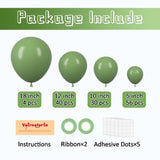 130 Sage Green & Olive Balloons, Mixed Sizes for Party, Wedding, Baby Shower and More