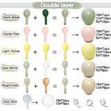 Pink Green Yellow Balloon Arch Kit, Double Stuffed Sage Green Pastel Pink Yellow White Sand Balloon Garland Beige Cream Balloons For Baby Shower Birthday Wedding Easter Fairy Flower Tea Party Decor