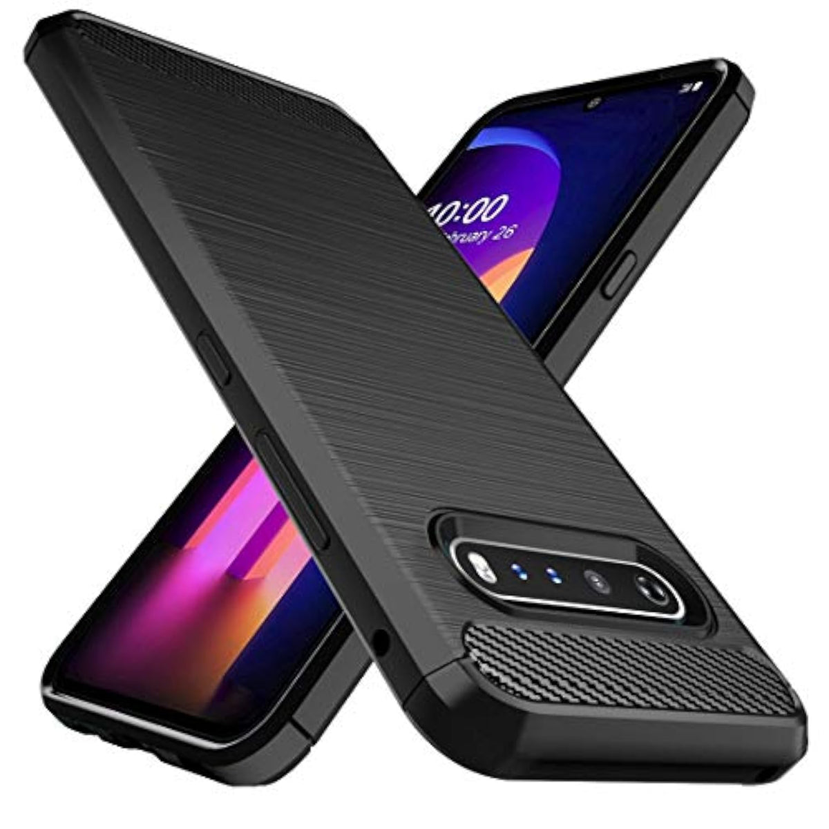 For Lg V60 Thinq Case,Lg V60 Case Shock-Absorption Flexible Tpu Rubber Full-Body Protective Phone Cover For Lg V60 Thinq(Black)