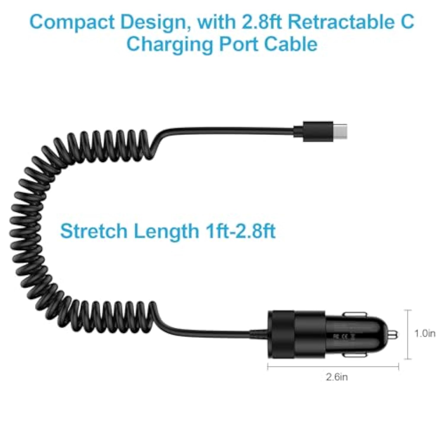 For Iphone 16E 17 Pro Max Air, Fast Car Charger Adapter For Iphone 16E, 16, 16 Pro Max, 16 Pro, 16 Plus, 15 Series, Car Adapter Plug With 2.8Ft Coiled Cable