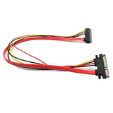Sata Extension Cable, 20Inch (50Cm) 22-Pin (7+15) Sata Male To Female Data And