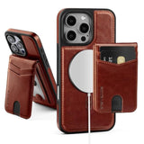 Compatible With Magsafe 2 In 1 Detachable Iphone 16 Pro Max Wallet Case With Card Holder,Women Men Magnetic Pu Leather Rfid Blocking Flip Kickstand Credit Slots,For Apple 16 Promax,Brown