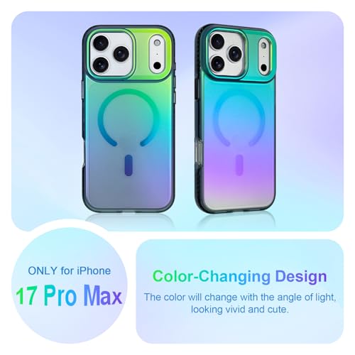 Aesthetic Case for iPhone 17 Pro Max Case for Women Girls [Compatible with Magsafe] Cute Girly Trendy Glitter Sparkly Rainbow Magnetic Protective