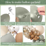 Dusty Green Balloon Arch Kit: Nude, Gold Confetti, Boho Party Decor