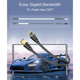 Cat8 Flat Ethernet Cable 25Ft (40Gbps, 2000Mhz, Rj45) High Speed Internet Netw