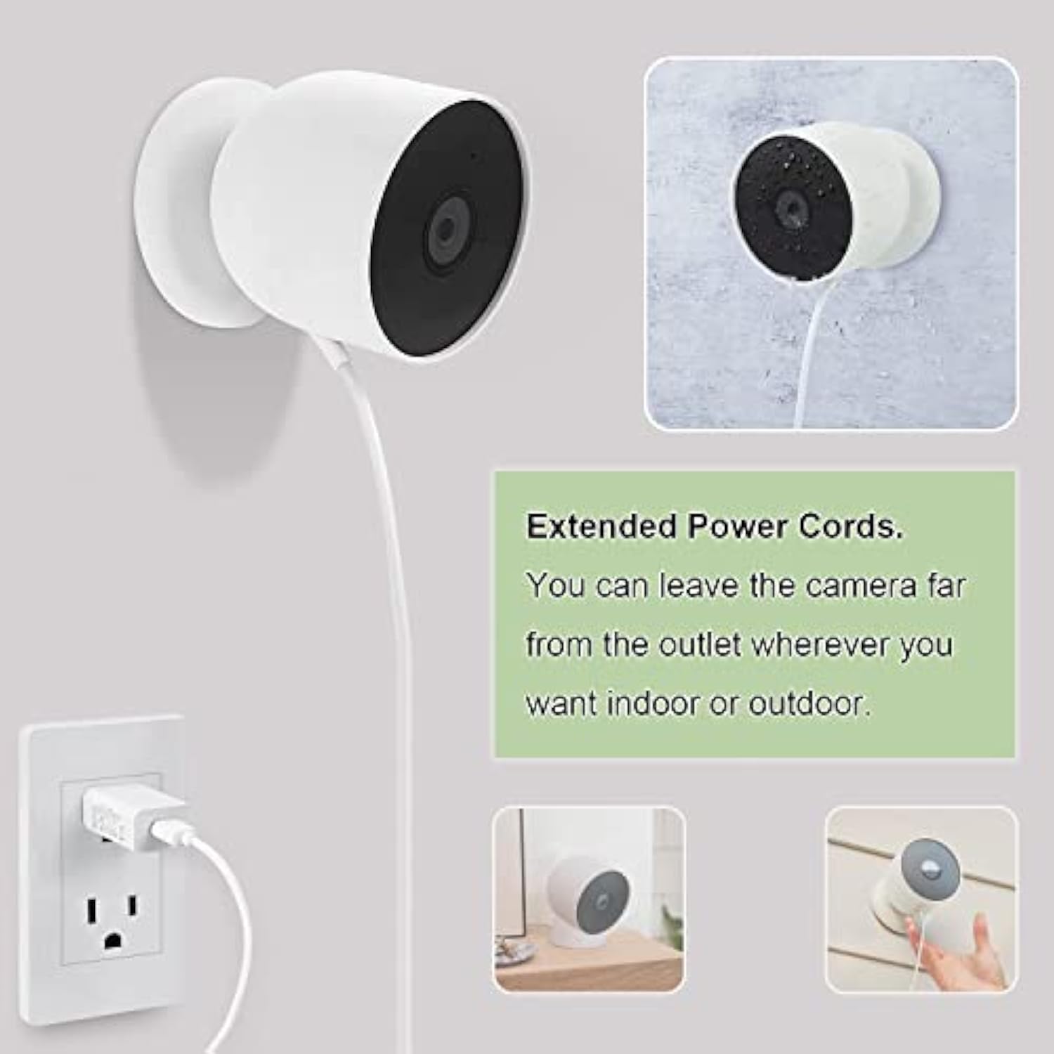 Power Cord For Google Nest Cam (Battery) Only, Weatherproof Charging Cable - 6 Ft [2-Pack]