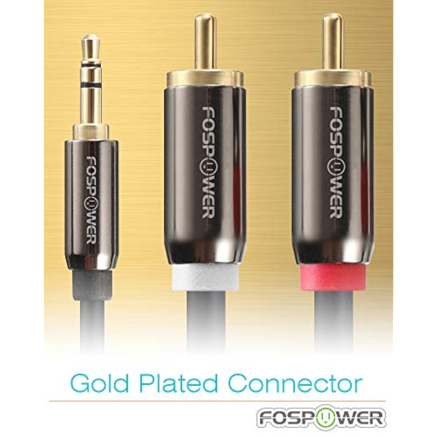 FosPower 3.5mm to RCA Cable (25FT), RCA Audio Cable 24K Gold Plated Male to Male Stereo Aux Cord [Left/Right] Y Splitter Adapter Step Down Design
