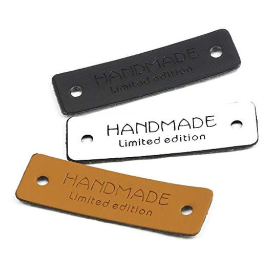 24 Pcs Pu Leather Handmade Tag Label Handmade Tags Button With Holes E