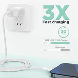 Iphone 16 15 Charger Fast Charging 20W Usb C Wall Charger Block With 3 Pack [3Ft+6Ft+10Ft] Usb C To C Cable Fast Charging For Iphone 15/16 Pro Max/15/16 Pro/15/16 Plus/Ipad Pro 12.9/11/Air/Samsung