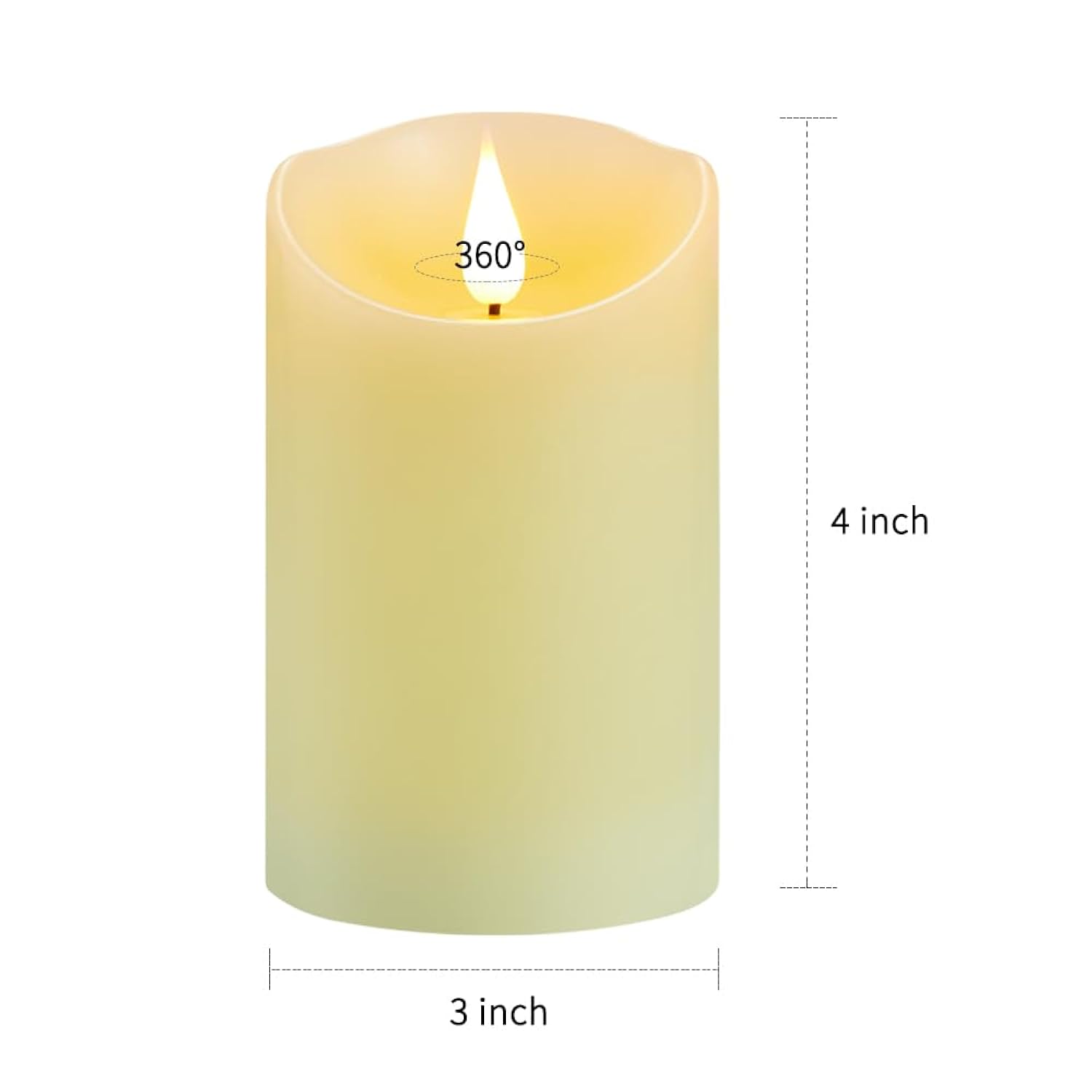Flickering Flameless Candles, Battery Operated Candles With Remote And Timer, Last 1000+ Hours Battery Candle, 3D Wick, Real Wax Pillar Electric Led Candle, Wedding, Christmas Decor 3" X 4"
