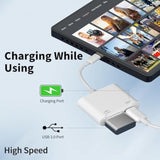 [Apple Mfi Certified] Lightning To Usb Camera Adapter For Iphone, Ipad To Usb 3.0 Female Otg Adapter With Charging Port, Plug And Play, Support Card Reader, Usb Flash Drives, Keyboard