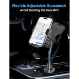 Cup Phone Holder For Car [Upgraded Adjustable Gooseneck & Firmly Stable] Car Phone Mount Cell Phone Automobile Cradles For Iphone 16 And All 4-7 Inches Smartphone(Black)