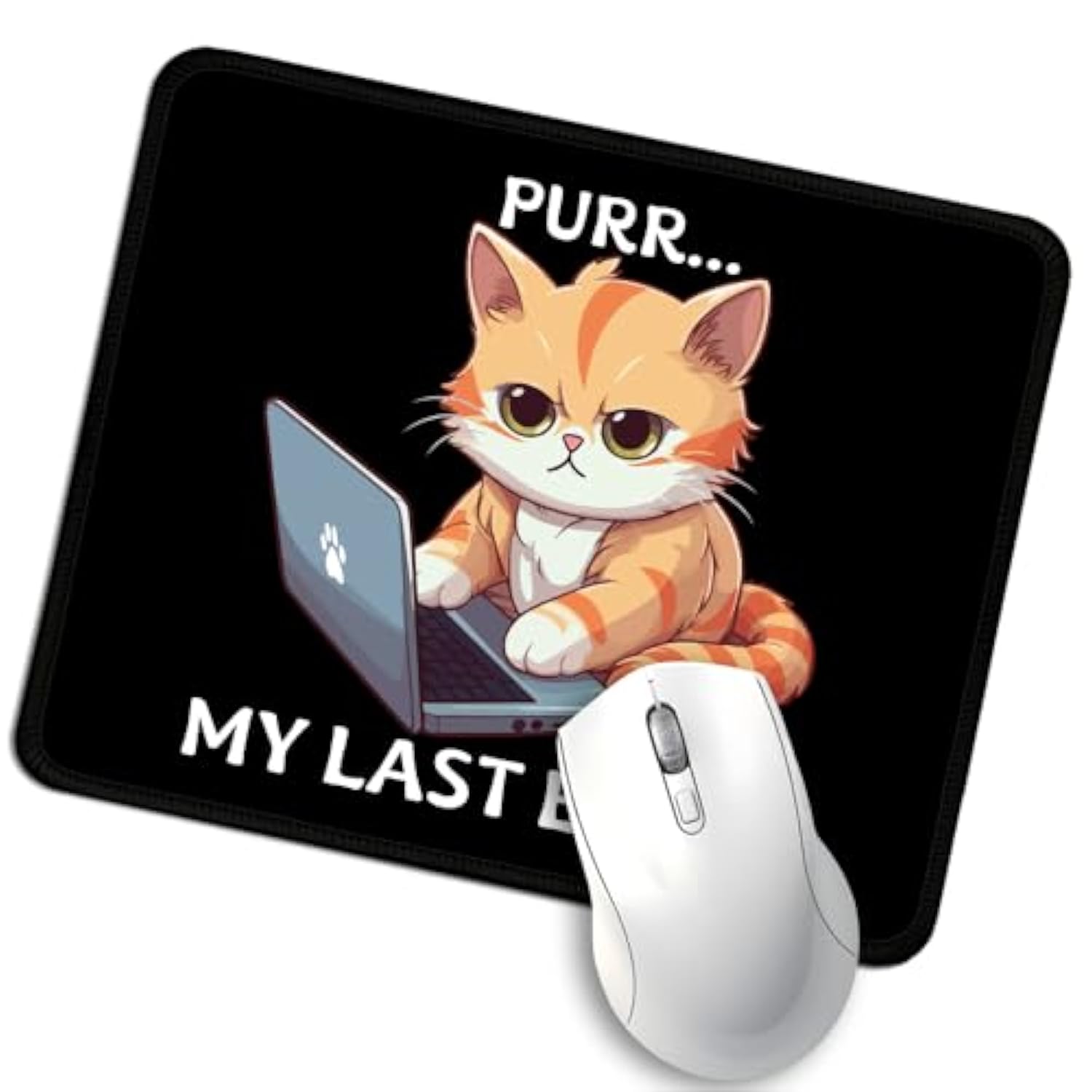 Purr My Last Email Cute Mouse Pad, Funny Cat Office Supplies Mouse Pad, Work Place Mousepad Gifts For Coworker Employee, Humor Travel Office Gifts For Friend Boss, New Job Gifts