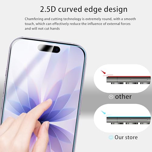 Anti Blue Light Screen Protector For iPhone 17 Tempered Glass Film 2-Pack with Camera Lens Protector 2-Pack Easy Alignment Tool
