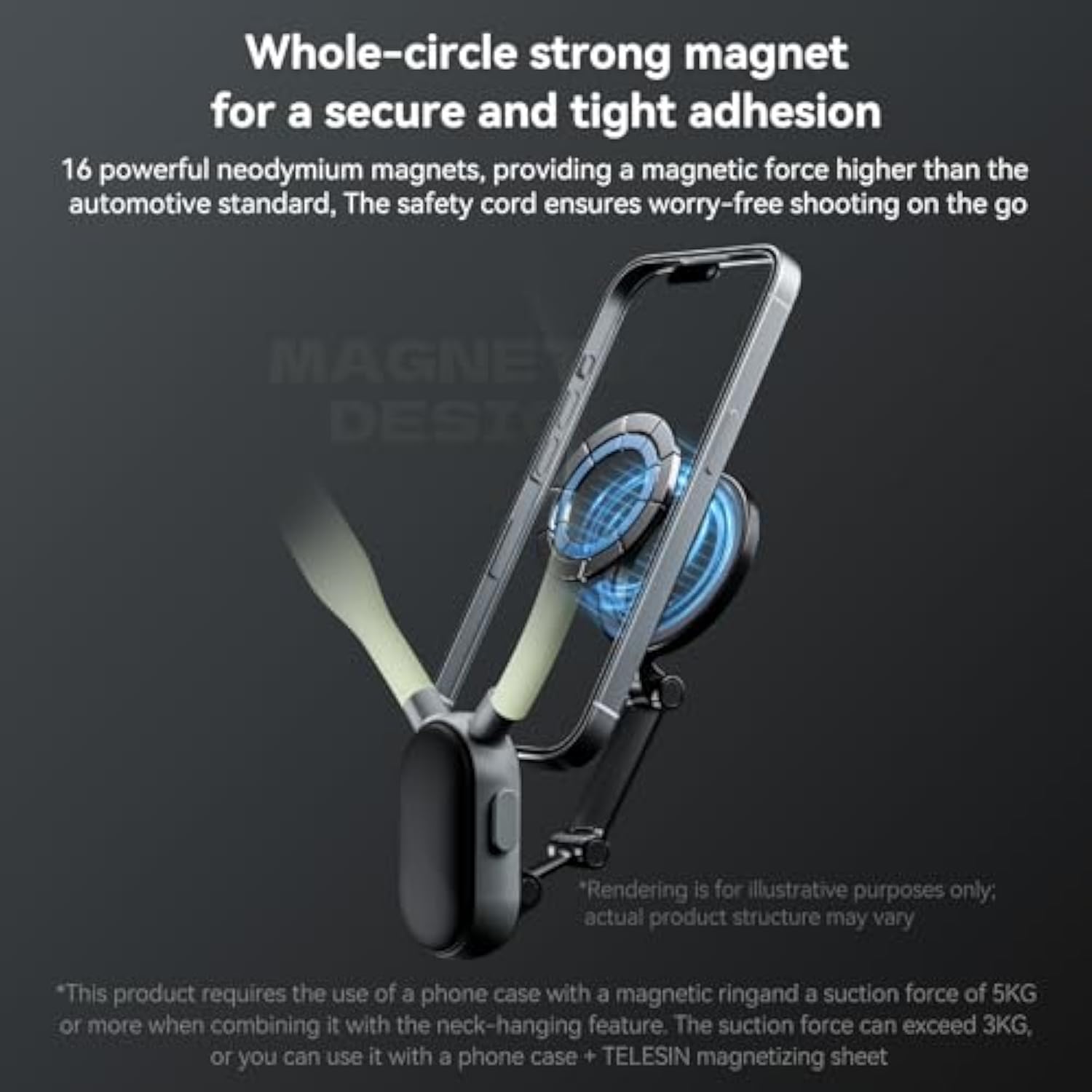 Magnetic Neck Mount For Phones, Cell Phone Holder Stand Hanging On Neck Pov/Vlog Selfie Hand Free Necklace Phone Strap Video Recording For Iphone 16 15 14 13 12 Seires Android Phones (Green)