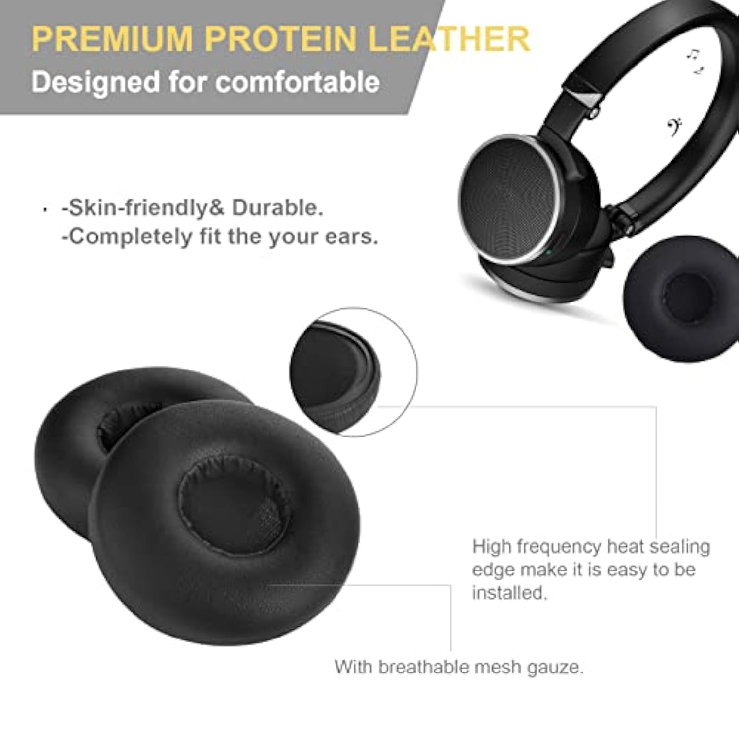 N60Nc Replacement Ear Pads Compatible With Akg N60Nc N60 Wired Headphones, Noise Isolation Memory Foam And Soft Protein Leather Headset Ear Covers