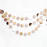 Champagne Gold Glitter Dot Garland & Circle Banner – Elegant Decor for Birthdays, Showers and Holiday
