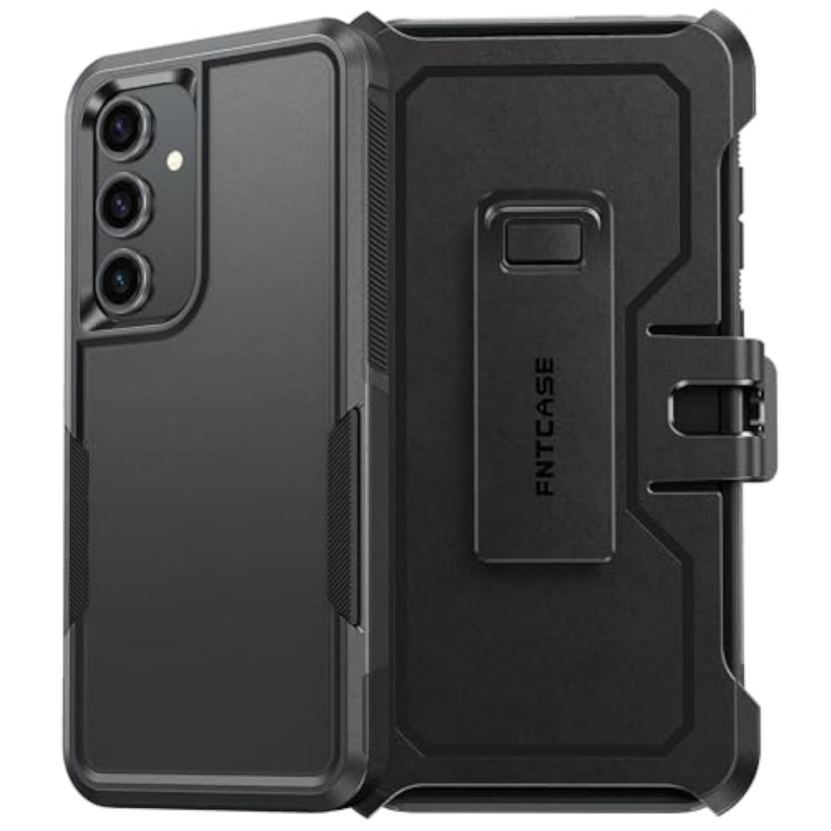 For Samsung Galaxy S24-Fe Case: Dual Layer Military Grade Drop Protection Cell Phone Cover With Belt-Clip Holster | Shockproof Rugged Durable Heavy Duty Protective Bumper Tough (Black)
