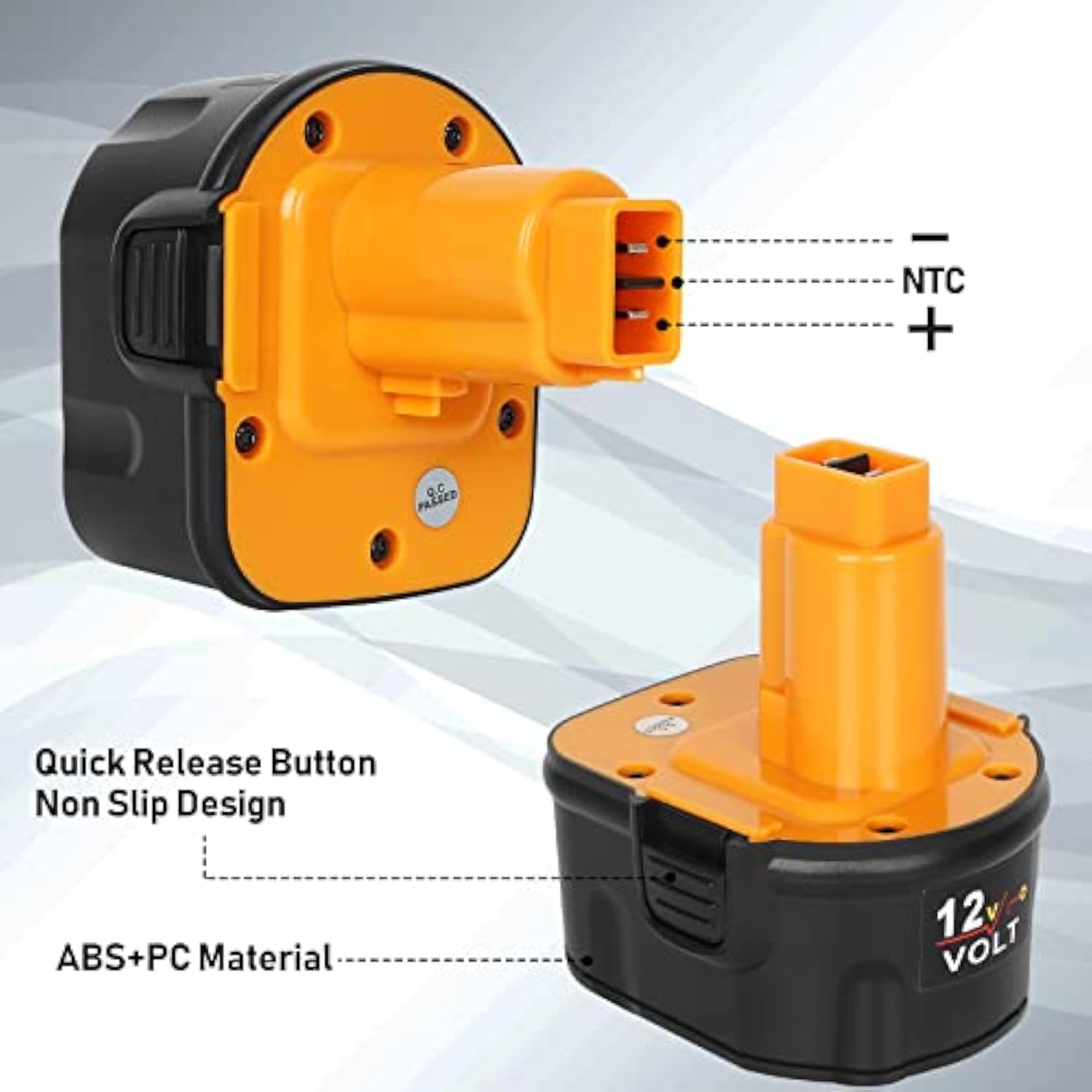 2Pack 12V 4.5Ah Ni-Mh Battery For Dewalt Dw9071 Dw9072 Dc9071 De9037 De9071 De9072 De9074 De9075 152250-27 397745-01,Replace Battery Compitable With Dewalt 12 Volt Cordless Power Tools