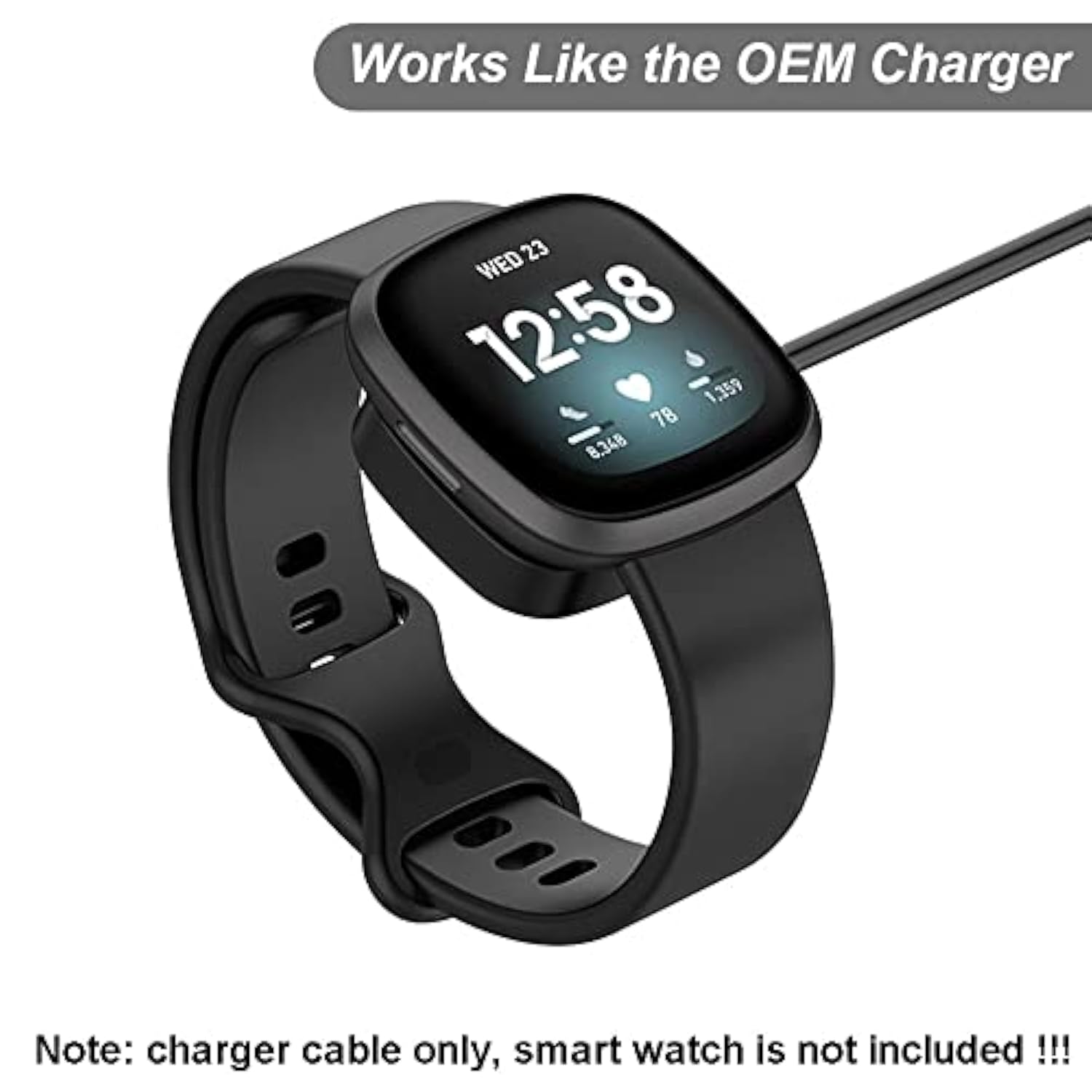 Charger For Fitbit Sense/Sense 2/Versa 3/Versa 4, Replacement Usb Charging Cable Cord For Fitbit Smart Watch [3.3Ft/100Cm] (1)