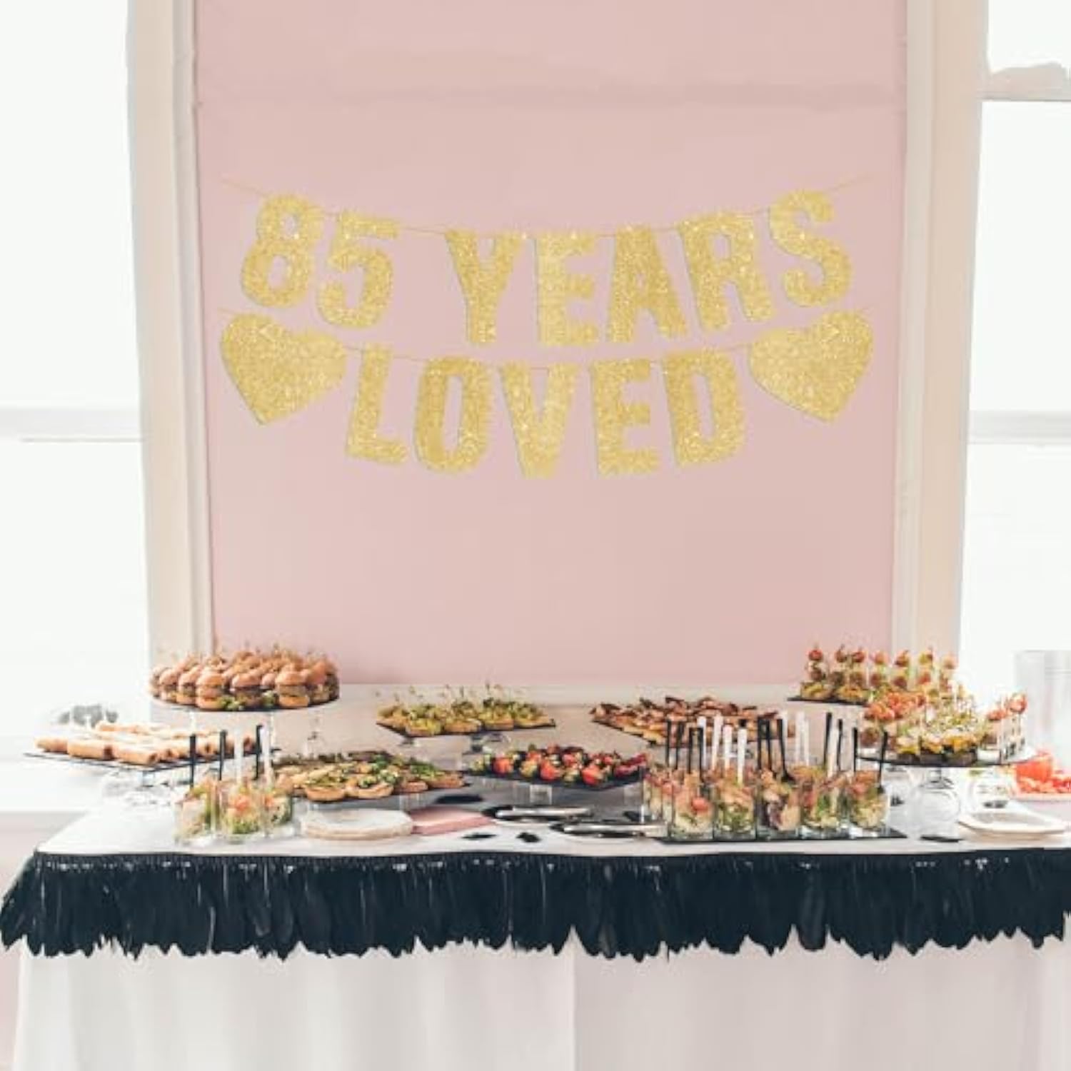 Pre-Strung 85th Birthday Banner Gold Glitter Funny 85th Birthday Party Decor