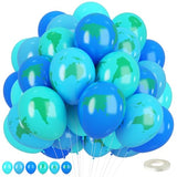 Earth Balloons, 12 Inch Blue and Green World Map Printed Latex Balloons