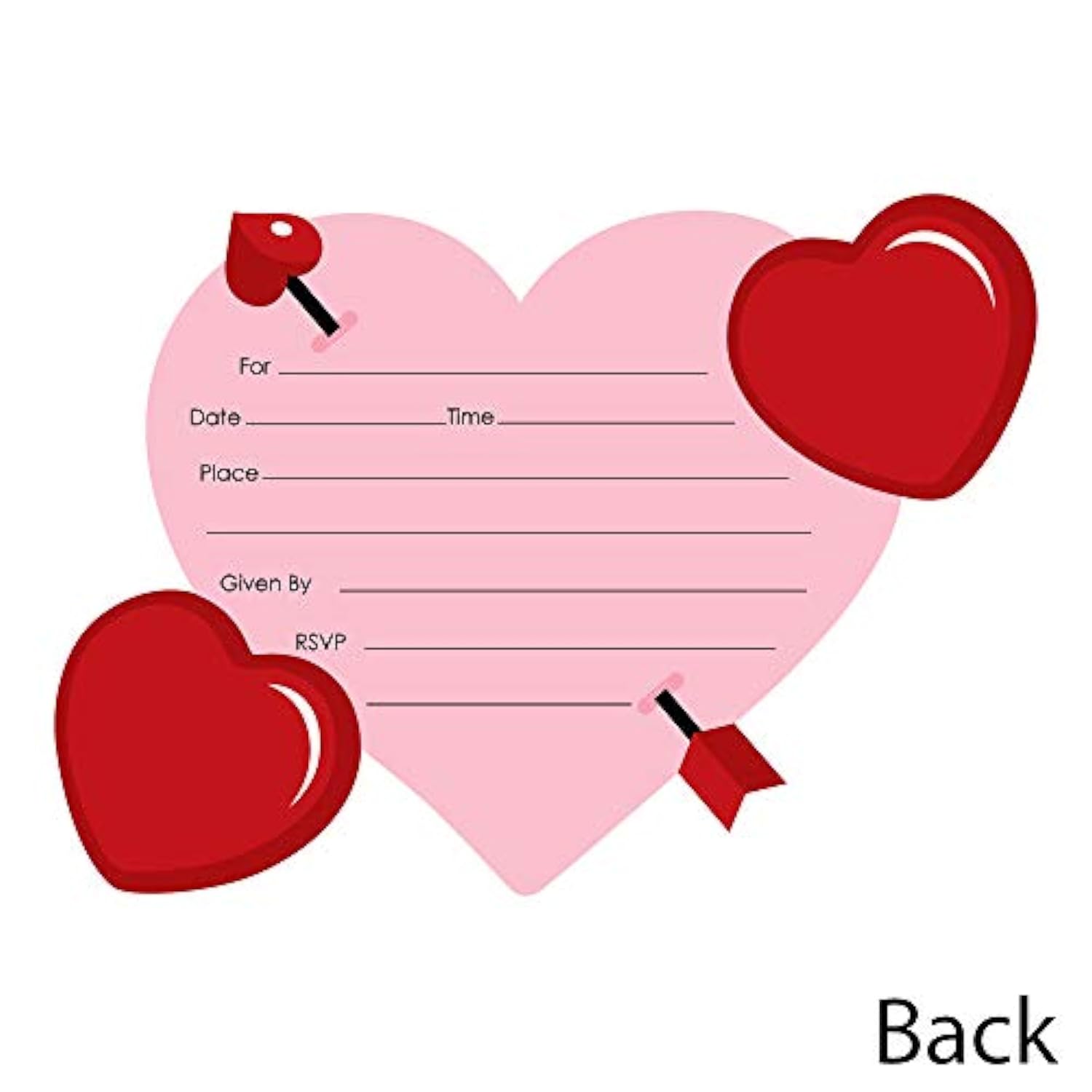 Conversation Hearts - Shaped Fill-In Invitations - Valentine'S Day Party Invitation Cards With Envelopes - Set Of 12
