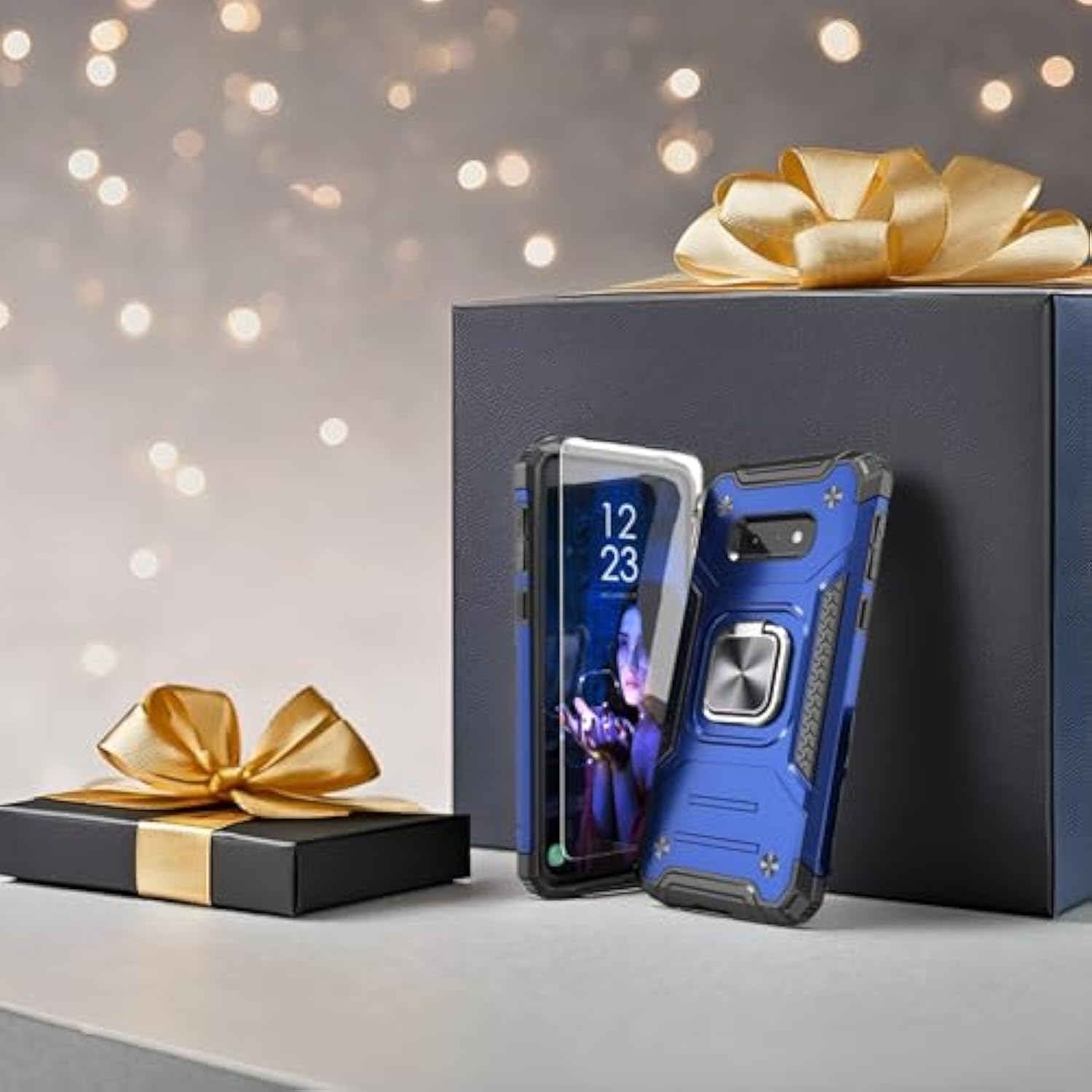 For Galaxy S10E Case With Screen Protector,Shockproof Drop Test Slim Fit Case With Car Mount Kickstand Lightweight Protective Cover For Galaxy S10E,Blue