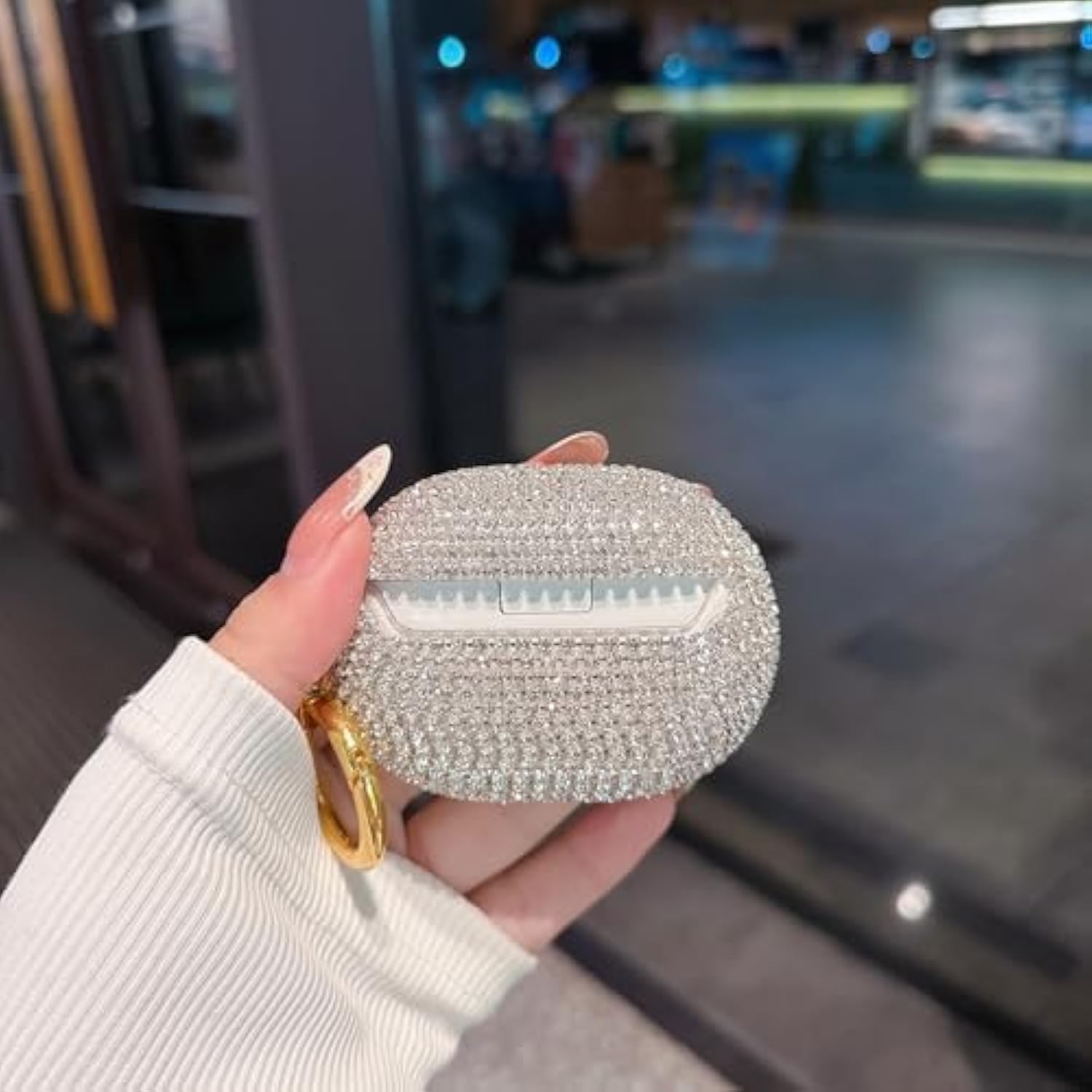 For Beats Studio Buds Wireless Bluetooth Headphones Case, Sparkling Premium Diamond Headphone Cover, Full Protection Shock And Scratch Resistant Protective Case For Women And Girls White