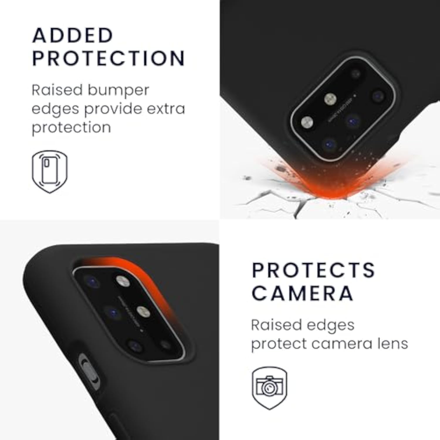 OnePlus 8T Phone Case Compatible with kwmobile TPU Silicone Phone Cover Black Matte