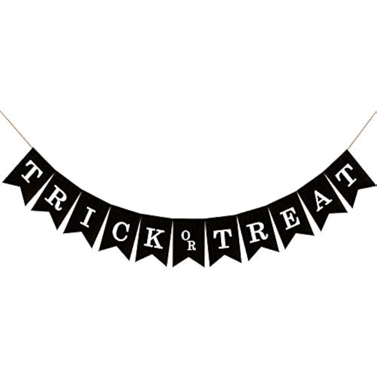 Trick or Treat Burlap Banner Black Jute Halloween Garland Mantel Wall Decor