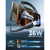 Usb C 72W Car Charger For Iphone 17/16 Pro Max, Pd & Qc3.0 W/5 Ft 36W Type C Coiled Cable, Fast Car Phone Charger Adapter For Iphone 17Air/15 Pro, Samsung Galaxy S25/S24/S23, Pixel 10/Lg/Android, Ipad