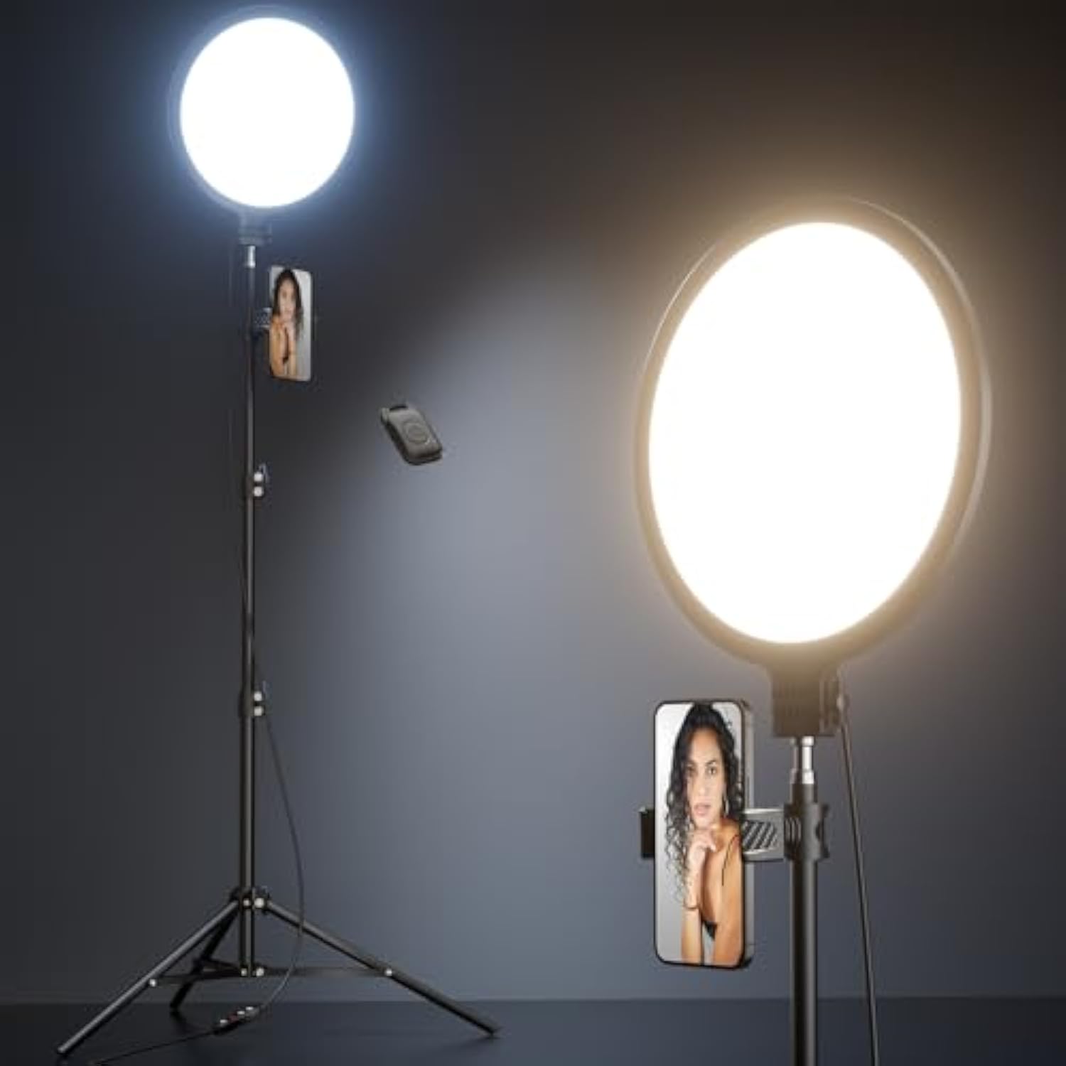 10.2" Ring Light With 63" Tripod Stand And Phone Holder Kit, Full-Screen Zoom Lighting For Video Recording, Makeup, Live Stream, Dimmable Led Selfie Ring Light Tripod For Iphone With Remote