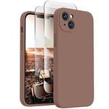 iPhone 13 Silicone Case w Camera Protection & 2 Screen Protectors Brown