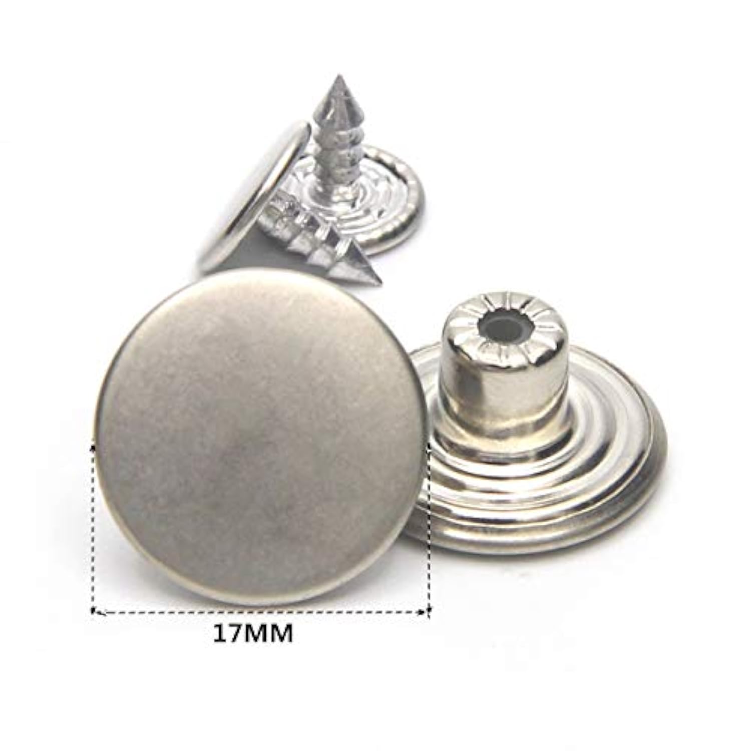 12 Sets Jean Tack Buttons Metal Replacement Kit, Matte Silver (Silver)
