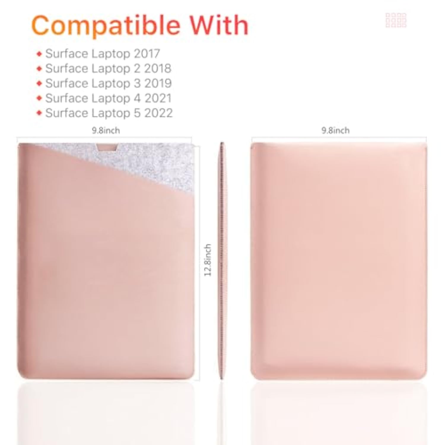 13.5" Sleeve For 13.5 Inch Microsoft Surface Laptop 5/4/3/2/1(2022/2021/2019/2018/2017 Released) Protective Soft Sleeve Case Cover Bag With Safe Interior And Exterior Mouse Pad, Pink