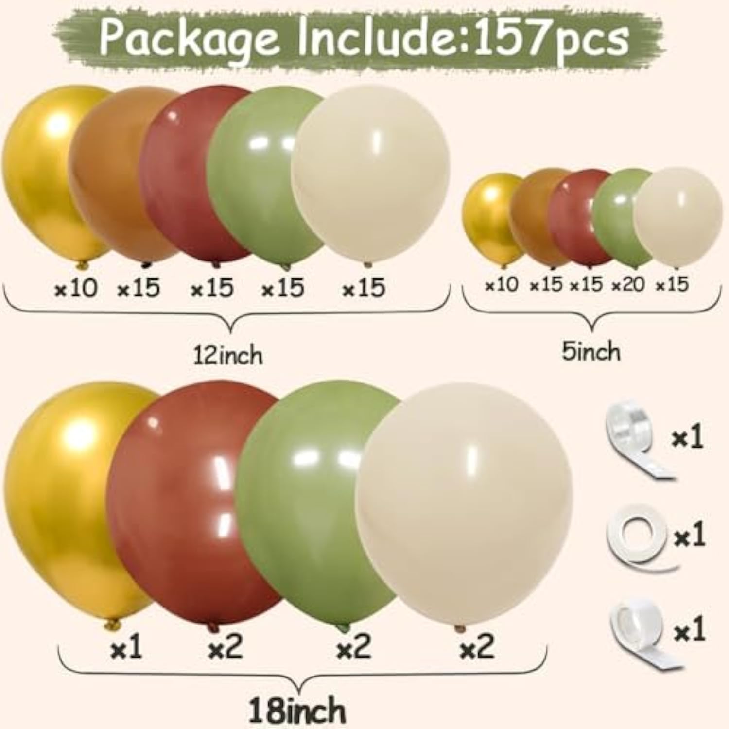 Brown & Green Balloon Arch Kit: Woodland Baby Shower Decor