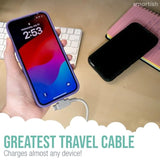 2 In 1 Usb C To Usb C/Lightning Cable - Crown Joule - 6 Ft Fabric Wrapped Fast Charging Cord - For Iphone, Galaxy, Pixel - 100W Dual Fast Charger For Phones/Laptops - No. 2 Pencil Gray