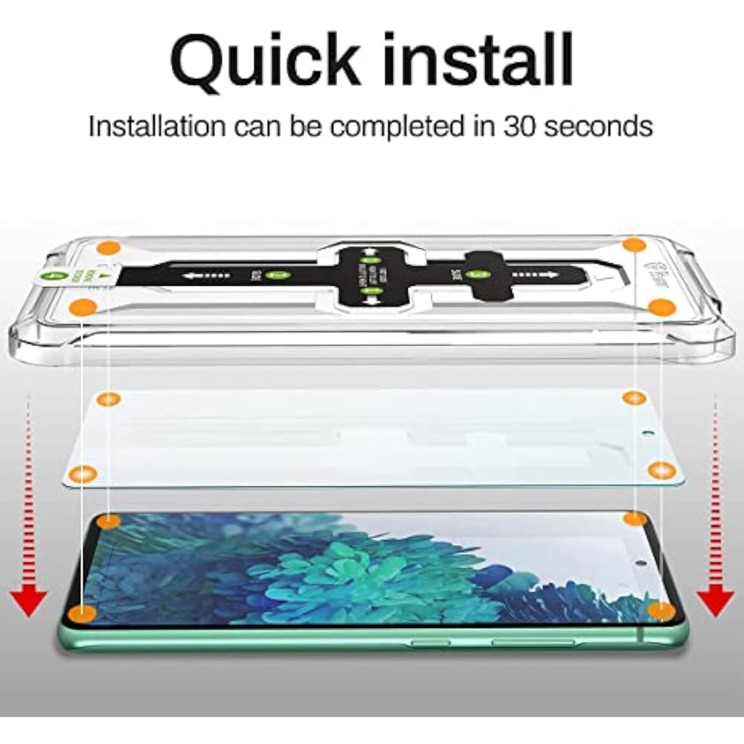[2+2 Pack] Samsung Galaxy S20Fe Screen Protector, 9H Tempered Glass + 2 Pack Camera Lens Protector,Auto-Alignment Frame Easy Installation Bubble Free
