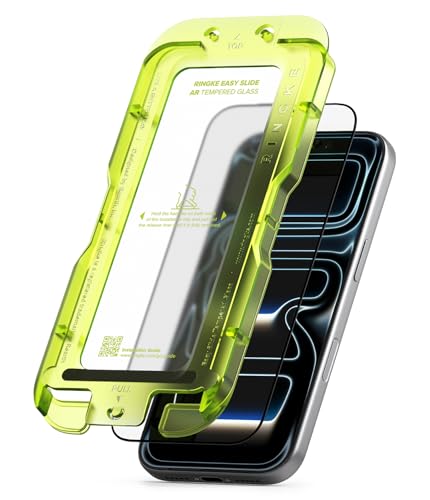 Easy Slide AR Tempered Glass for iPhone 17 Pro Screen Protector [Glare Minimization] Anti-reflecting Coating Super Easy to Install Case Friendly