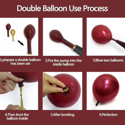 Double Stuffed Burgundy Balloon Arch for Birthday Valentines Party Decor